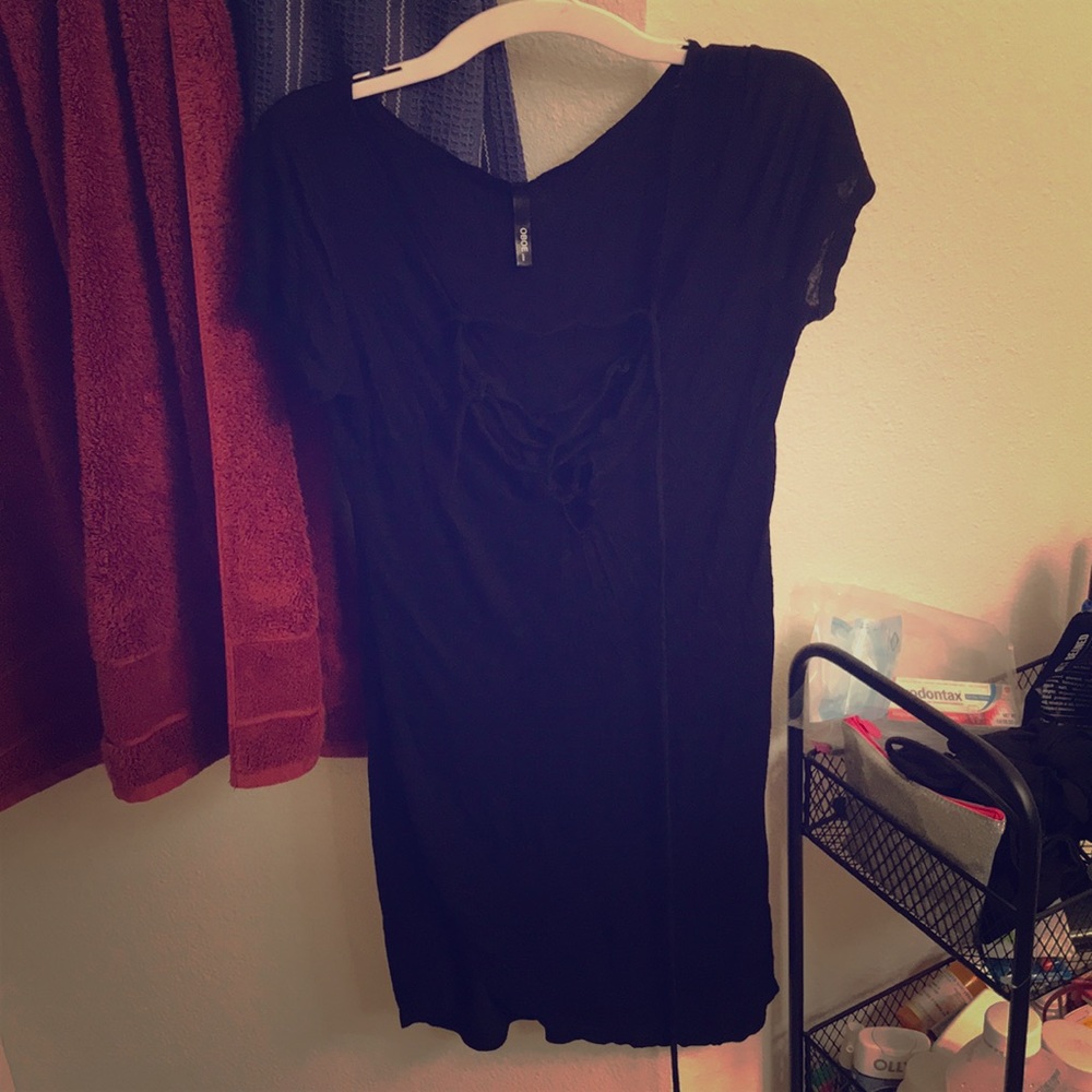 Black sexy tie dress